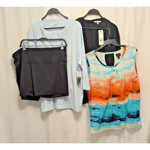 2X wmns lot: 1 long sleeve sparkle, 1 shorts, 1 long sleeve top, 1 print tank
